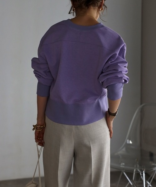 Bonjour Sagan（ボンジュールサガン）の「アップサイクルキーネックスナップカーディガン（カーディガン/ボレロ・レディース・ライトグレー/ラベンダー/ネイビー/ブラック/グリーン・FREE）」の15枚目の写真