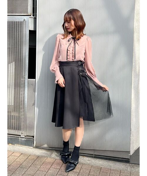 EATME（イートミー）の「トリプルベルトチュールコンビフレアスカート（スカート・レディース・ブラック/ピンク/その他1・SMALL/MEDIUM）」の6枚目の写真