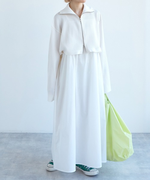 w closet(ダブルクローゼット)の「【SETアイテム】リブニットカーディガン&キャミワンピース(ワンピース・レディース・ピンク系/アイボリー/ホワイト・FREE)」の8枚目の写真