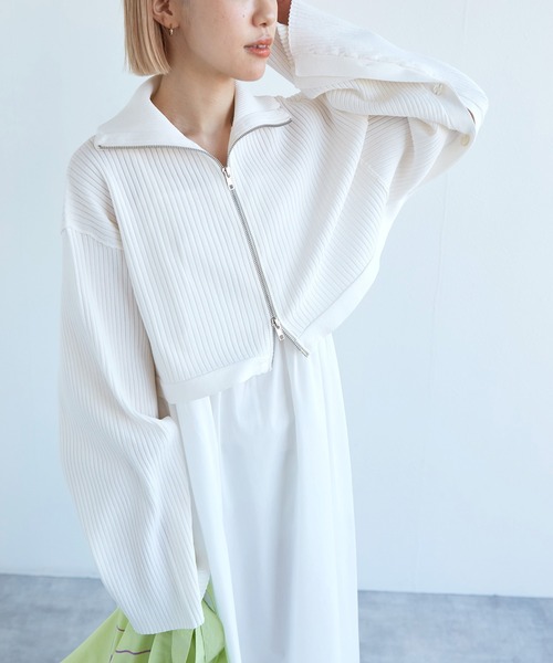 w closet(ダブルクローゼット)の「【SETアイテム】リブニットカーディガン&キャミワンピース(ワンピース・レディース・ピンク系/アイボリー/ホワイト・FREE)」の4枚目の写真