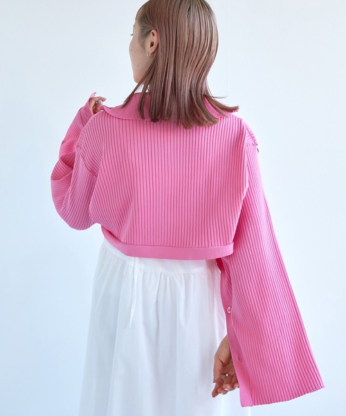 w closet(ダブルクローゼット)の「【SETアイテム】リブニットカーディガン&キャミワンピース(ワンピース・レディース・ピンク系/アイボリー/ホワイト・FREE)」の10枚目の写真
