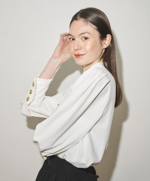 MIRO AMURETTE（ミロアミュレット）の「classical button blouse/ダブルボタンブラウス（シャツ/ブラウス・レディース・ホワイト・FREE）」の6枚目の写真