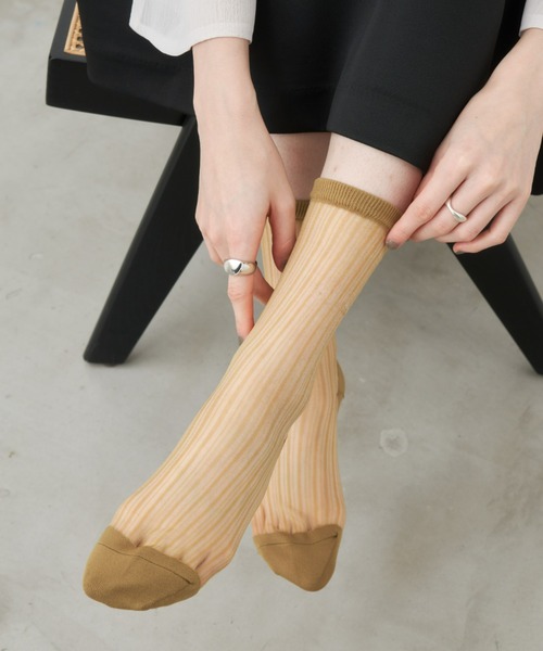 Aunt Marie's(アントマリーズ)の「シアーストライプソックス(ソックス/靴下・レディース・ブラック/ホワイト/カーキ/ピンク・FREE)」の14枚目の写真