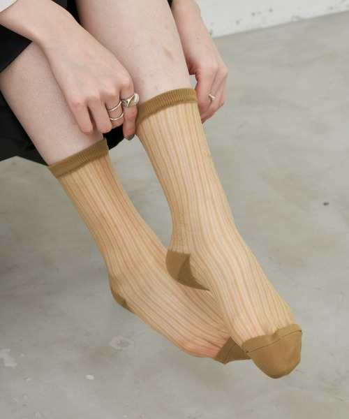 Aunt Marie's(アントマリーズ)の「シアーストライプソックス(ソックス/靴下・レディース・ブラック/ホワイト/カーキ/ピンク・FREE)」の12枚目の写真