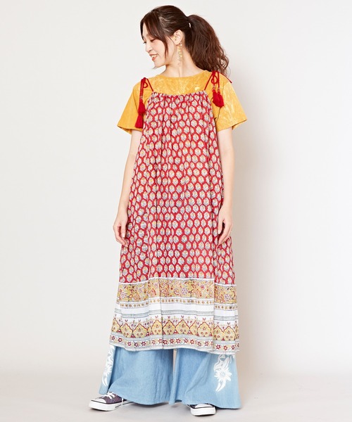 チャイハネ（チャイハネ）の「【チャイハネ】ブロリキャミワンピース（ワンピース・レディース・ブルー/グレー/レッド/ホワイト・FREE）」の4枚目の写真