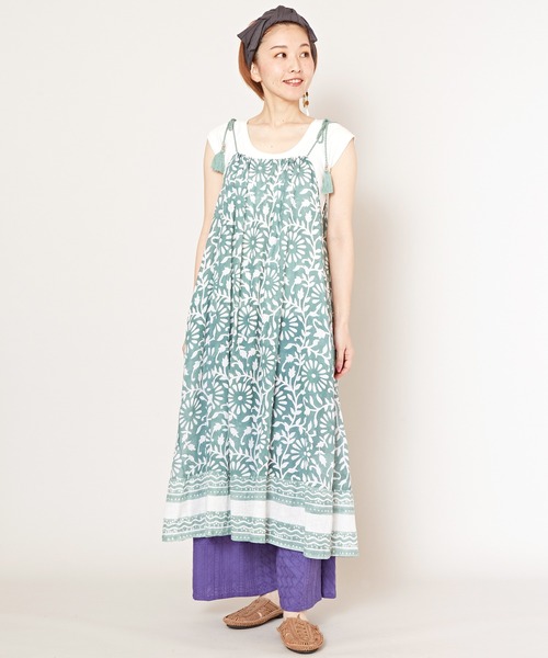 チャイハネ（チャイハネ）の「【チャイハネ】ブロリキャミワンピース（ワンピース・レディース・ブルー/グレー/レッド/ホワイト・FREE）」の3枚目の写真