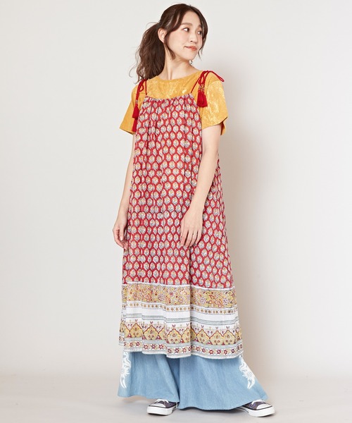 チャイハネ（チャイハネ）の「【チャイハネ】ブロリキャミワンピース（ワンピース・レディース・ブルー/グレー/レッド/ホワイト・FREE）」の10枚目の写真