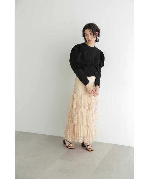 JILL STUART(ジルスチュアート)の「◆フロントギャザーショートトップス(Tシャツ/カットソー・レディース・ホワイト/ブラック/ブルー・FREE)」の6枚目の写真