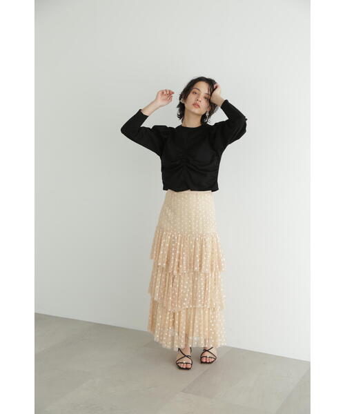 JILL STUART(ジルスチュアート)の「◆フロントギャザーショートトップス(Tシャツ/カットソー・レディース・ホワイト/ブラック/ブルー・FREE)」の7枚目の写真