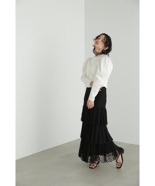 JILL STUART(ジルスチュアート)の「◆フロントギャザーショートトップス(Tシャツ/カットソー・レディース・ホワイト/ブラック/ブルー・FREE)」の11枚目の写真