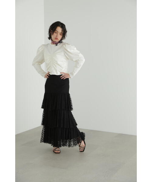 JILL STUART(ジルスチュアート)の「◆フロントギャザーショートトップス(Tシャツ/カットソー・レディース・ホワイト/ブラック/ブルー・FREE)」の12枚目の写真