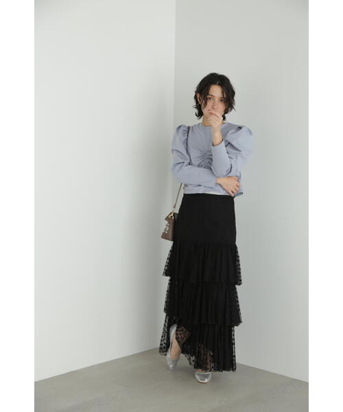 JILL STUART(ジルスチュアート)の「◆フロントギャザーショートトップス(Tシャツ/カットソー・レディース・ホワイト/ブラック/ブルー・FREE)」の17枚目の写真