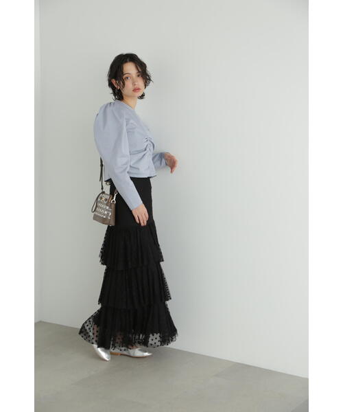 JILL STUART(ジルスチュアート)の「◆フロントギャザーショートトップス(Tシャツ/カットソー・レディース・ホワイト/ブラック/ブルー・FREE)」の18枚目の写真