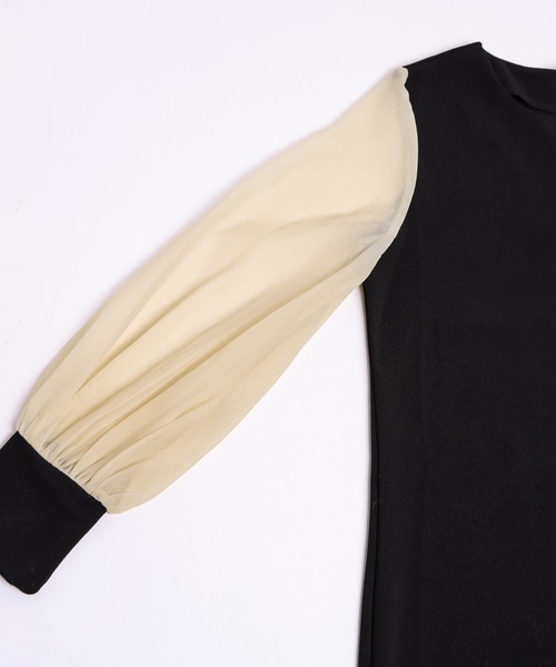 AMELY（エミリー）の「シフォンスリーブワンピース（ワンピース・レディース・ブラック/ベージュ・M/L）」の9枚目の写真