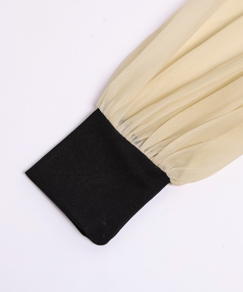 AMELY（エミリー）の「シフォンスリーブワンピース（ワンピース・レディース・ブラック/ベージュ・M/L）」の10枚目の写真