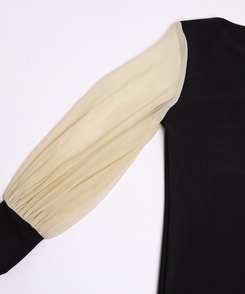 AMELY（エミリー）の「シフォンスリーブワンピース（ワンピース・レディース・ブラック/ベージュ・M/L）」の15枚目の写真