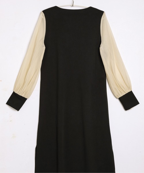 AMELY（エミリー）の「シフォンスリーブワンピース（ワンピース・レディース・ブラック/ベージュ・M/L）」の21枚目の写真