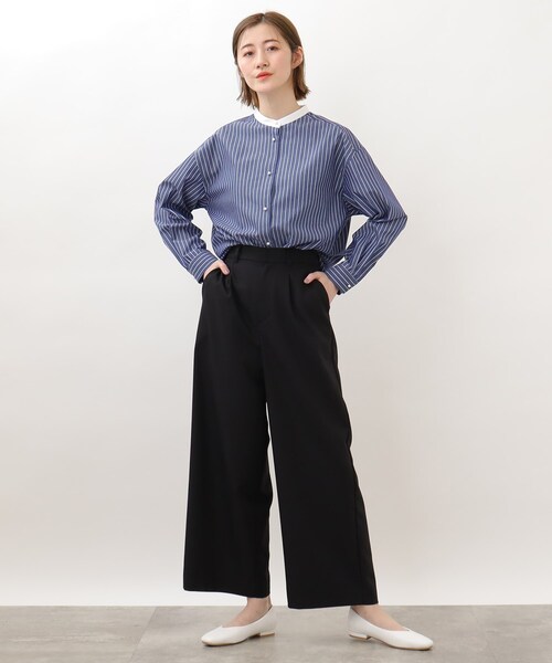 grove（グローブ）の「◆キレイ見え素材の優秀ワイドパンツ（その他パンツ・レディース・ダークグリーン/ライトグレー/ブラック・02/03/04/05/01）」の4枚目の写真