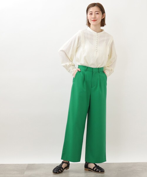 grove（グローブ）の「◆キレイ見え素材の優秀ワイドパンツ（その他パンツ・レディース・ダークグリーン/ライトグレー/ブラック・02/03/04/05/01）」の8枚目の写真