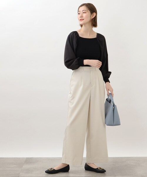 grove（グローブ）の「◆キレイ見え素材の優秀ワイドパンツ（その他パンツ・レディース・ダークグリーン/ライトグレー/ブラック・02/03/04/05/01）」の13枚目の写真