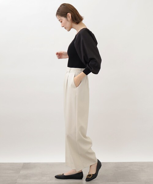 grove（グローブ）の「◆キレイ見え素材の優秀ワイドパンツ（その他パンツ・レディース・ダークグリーン/ライトグレー/ブラック・02/03/04/05/01）」の14枚目の写真