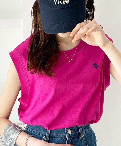 U.S. POLO ASSN.（ユーエスポロアッスン）の「GeeRA別注【新色追加】【U.S. POLO ASSN.】ノースリーブＴシャツ（Tシャツ/カットソー・レディース・オフホワイト/ピンク/ネイビー/ブラック/ホワイト系その他・LARGE/MEDIUM/X-LARGE）」の5枚目の写真