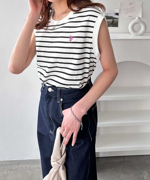 U.S. POLO ASSN.（ユーエスポロアッスン）の「GeeRA別注【新色追加】【U.S. POLO ASSN.】ノースリーブＴシャツ（Tシャツ/カットソー・レディース・オフホワイト/ピンク/ネイビー/ブラック/ホワイト系その他・LARGE/MEDIUM/X-LARGE）」の10枚目の写真