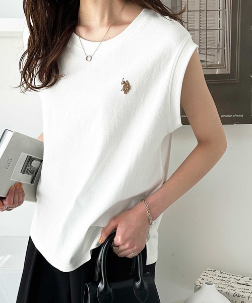 U.S. POLO ASSN.（ユーエスポロアッスン）の「GeeRA別注【新色追加】【U.S. POLO ASSN.】ノースリーブＴシャツ（Tシャツ/カットソー・レディース・オフホワイト/ピンク/ネイビー/ブラック/ホワイト系その他・LARGE/MEDIUM/X-LARGE）」の6枚目の写真