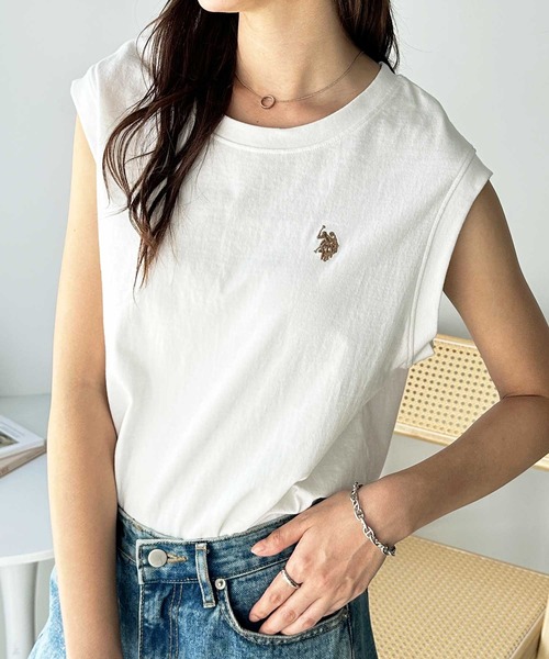 U.S. POLO ASSN.（ユーエスポロアッスン）の「GeeRA別注【新色追加】【U.S. POLO ASSN.】ノースリーブＴシャツ（Tシャツ/カットソー・レディース・オフホワイト/ピンク/ネイビー/ブラック/ホワイト系その他・LARGE/MEDIUM/X-LARGE）」の13枚目の写真