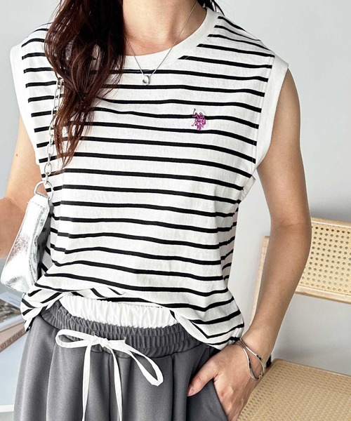U.S. POLO ASSN.（ユーエスポロアッスン）の「GeeRA別注【新色追加】【U.S. POLO ASSN.】ノースリーブＴシャツ（Tシャツ/カットソー・レディース・オフホワイト/ピンク/ネイビー/ブラック/ホワイト系その他・LARGE/MEDIUM/X-LARGE）」の15枚目の写真