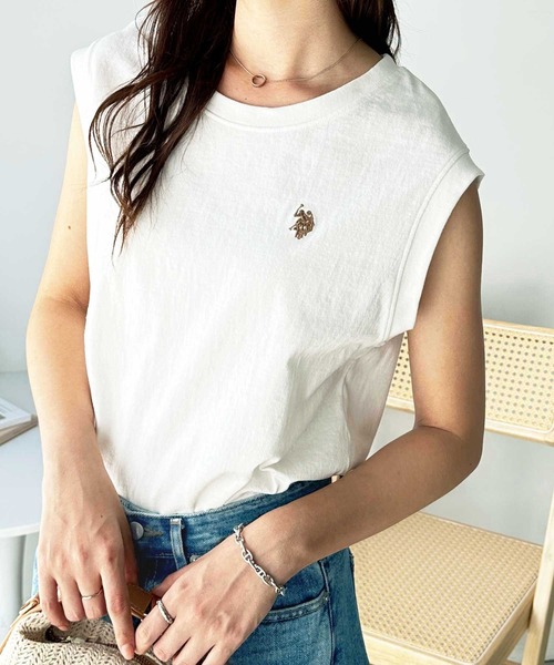 U.S. POLO ASSN.（ユーエスポロアッスン）の「GeeRA別注【新色追加】【U.S. POLO ASSN.】ノースリーブＴシャツ（Tシャツ/カットソー・レディース・オフホワイト/ピンク/ネイビー/ブラック/ホワイト系その他・LARGE/MEDIUM/X-LARGE）」の17枚目の写真