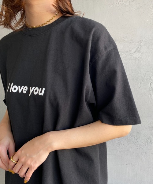 FUNG（ファング）の「[FUNG/ファング] I LOVE YOU カットオフプリントTシャツ（Tシャツ/カットソー・レディース・ブラック/ホワイト・M）」の3枚目の写真