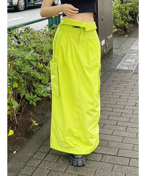 EVRIS（エヴリス）の「ベルテッドワークスカート（スカート・レディース・ブラック/ホワイト/グリーン・FREE）」の3枚目の写真