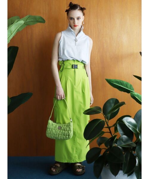 EVRIS（エヴリス）の「ベルテッドワークスカート（スカート・レディース・ブラック/ホワイト/グリーン・FREE）」の6枚目の写真