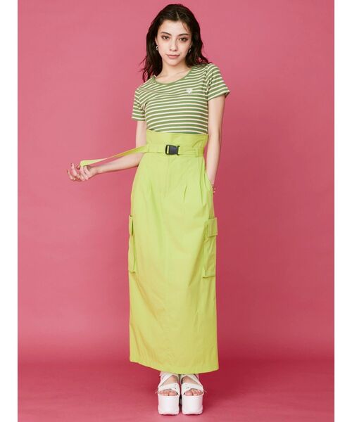 EVRIS（エヴリス）の「ベルテッドワークスカート（スカート・レディース・ブラック/ホワイト/グリーン・FREE）」の7枚目の写真