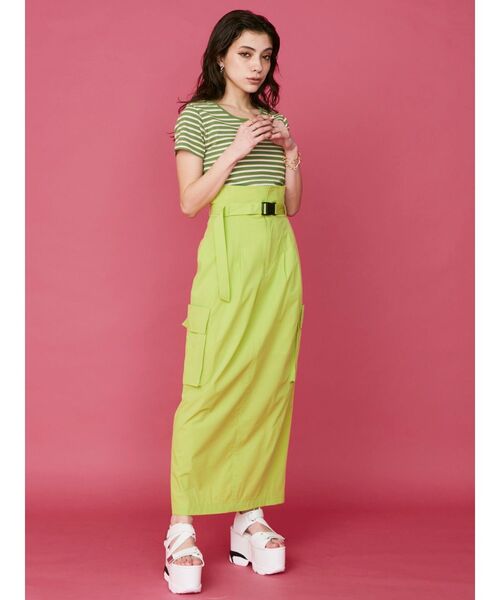 EVRIS（エヴリス）の「ベルテッドワークスカート（スカート・レディース・ブラック/ホワイト/グリーン・FREE）」の8枚目の写真