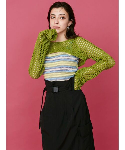 EVRIS（エヴリス）の「ベルテッドワークスカート（スカート・レディース・ブラック/ホワイト/グリーン・FREE）」の10枚目の写真