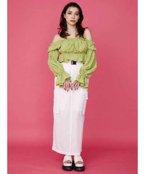 EVRIS（エヴリス）の「ベルテッドワークスカート（スカート・レディース・ブラック/ホワイト/グリーン・FREE）」の20枚目の写真