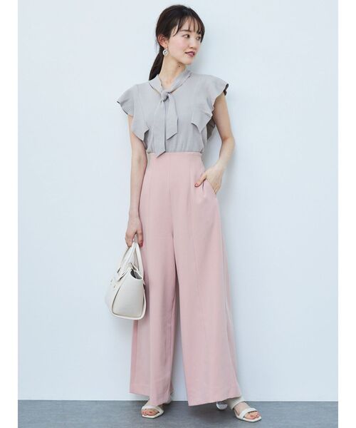 MERCURYDUO（マーキュリーデュオ）の「ボウタイ付きラッフルコンパクトニット（ニット/セーター・レディース・ベビーピンク/オフホワイト/チャコールグレー/ブラック・FREE）」の9枚目の写真