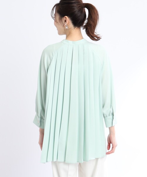 【WEB限定カラーあり/接触冷感/洗える】バックシャンプリーツフリュイドブラウス
