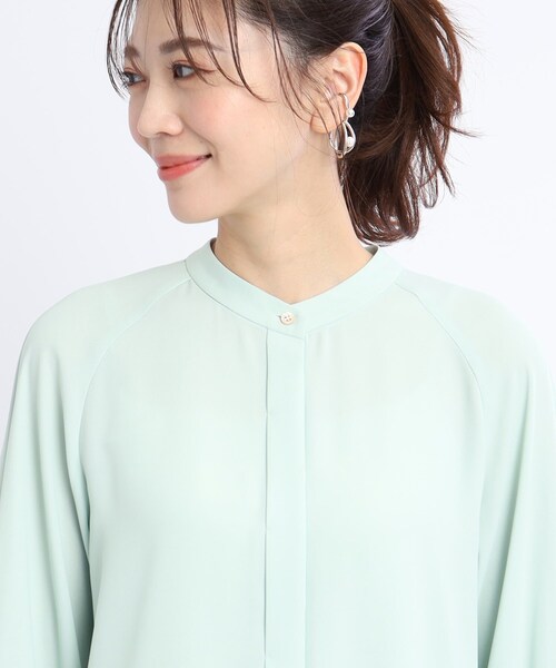 【WEB限定カラーあり/接触冷感/洗える】バックシャンプリーツフリュイドブラウス