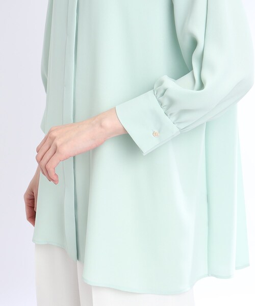 【WEB限定カラーあり/接触冷感/洗える】バックシャンプリーツフリュイドブラウス
