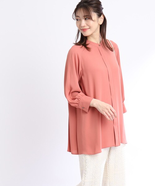 【WEB限定カラーあり/接触冷感/洗える】バックシャンプリーツフリュイドブラウス
