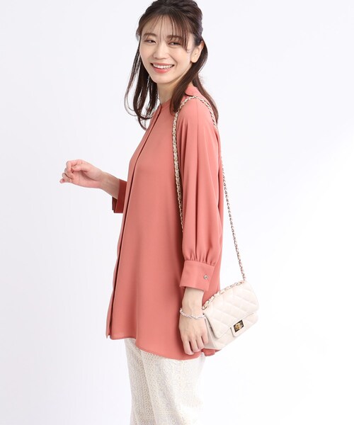 【WEB限定カラーあり/接触冷感/洗える】バックシャンプリーツフリュイドブラウス
