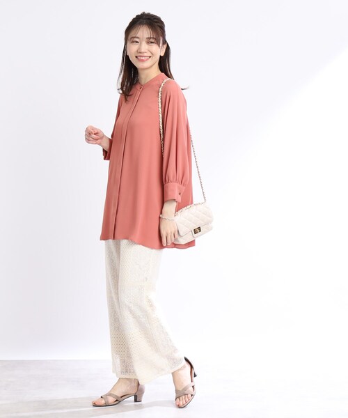 【WEB限定カラーあり/接触冷感/洗える】バックシャンプリーツフリュイドブラウス