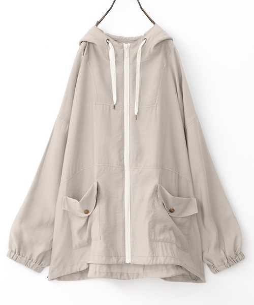 n'OrLABEL(ノアールレーベル)の「【撥水・UVカット】ライトマウンテンパーカー(マウンテンパーカー・レディース・グレー/ブラック/ライトカーキ/グレイッシュベージュ・FREE)」の11枚目の写真