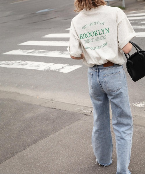 Chillfar（チルファー）の「デイリーアソートロゴTシャツ（Tシャツ/カットソー・レディース・ホワイト×ブラック/オートミール/アイボリー系1/ホワイト×ブルー/ホワイト×グリーン/ピンク/クリーム/レモンイエロー/アイボリー系/ホワイト×レッド/ホワイト系/チャコール・FREE）」の20枚目の写真