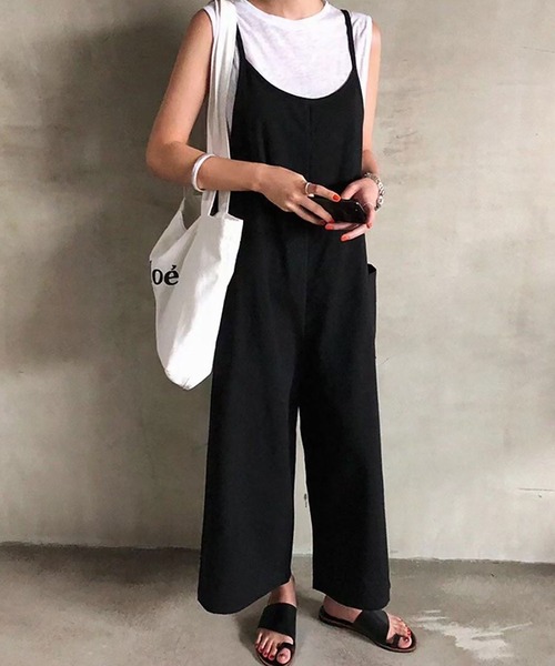 NinaetLina（ニナエリナ）の「オールインワンワイドパンツ（その他パンツ・レディース・ブラウン/ブラック・FREE）」の4枚目の写真