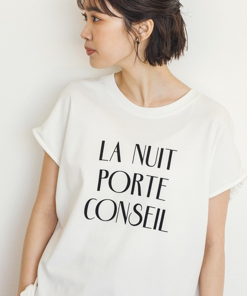 Gready Brilliant(グレディブリリアン)の「LANUITフロッキーTシャツ(Tシャツ/カットソー・レディース・ブラック/オフホワイト・FREE)」の14枚目の写真