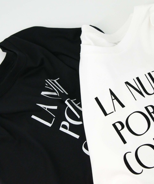 Gready Brilliant(グレディブリリアン)の「LANUITフロッキーTシャツ(Tシャツ/カットソー・レディース・ブラック/オフホワイト・FREE)」の5枚目の写真
